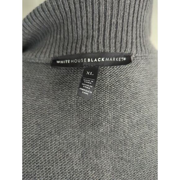 White House Black Market mixed media long gray sweater zip up cardigan  jacket - Picture 9 of 10